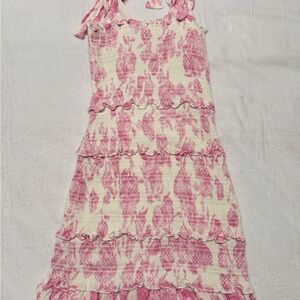 Buddy Love size Small Pink and White Smocked Tiered Sundress